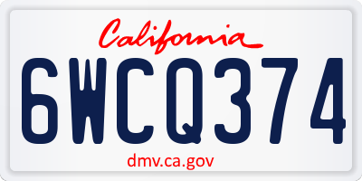 CA license plate 6WCQ374