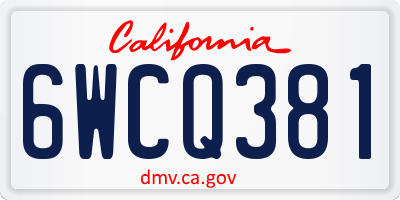 CA license plate 6WCQ381