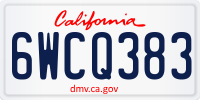 CA license plate 6WCQ383