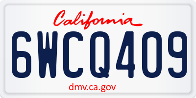 CA license plate 6WCQ409