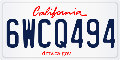 CA license plate 6WCQ494