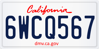 CA license plate 6WCQ567