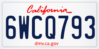 CA license plate 6WCQ793