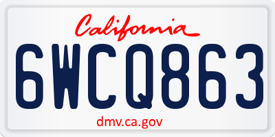 CA license plate 6WCQ863