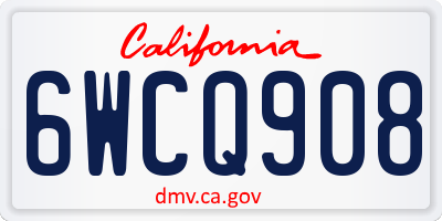 CA license plate 6WCQ908