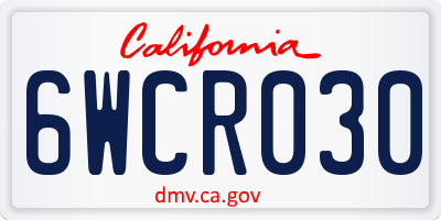 CA license plate 6WCR030