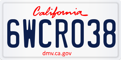 CA license plate 6WCR038