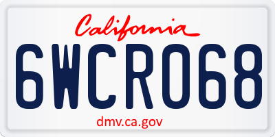CA license plate 6WCR068