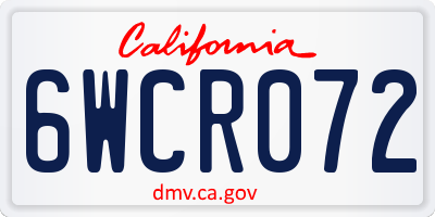 CA license plate 6WCR072