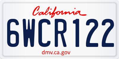 CA license plate 6WCR122