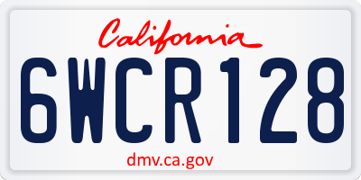 CA license plate 6WCR128