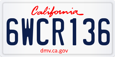 CA license plate 6WCR136