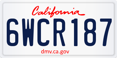 CA license plate 6WCR187
