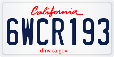 CA license plate 6WCR193
