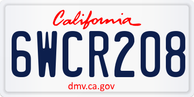 CA license plate 6WCR208