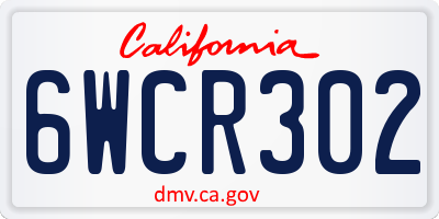 CA license plate 6WCR302
