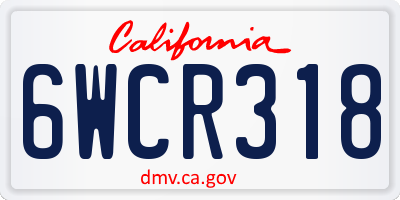 CA license plate 6WCR318