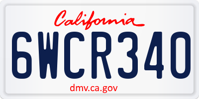 CA license plate 6WCR340