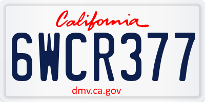 CA license plate 6WCR377