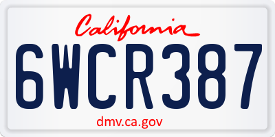 CA license plate 6WCR387