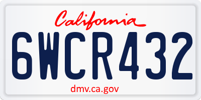CA license plate 6WCR432