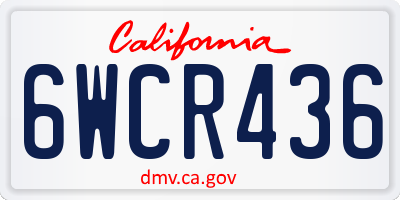 CA license plate 6WCR436