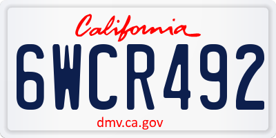 CA license plate 6WCR492
