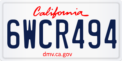 CA license plate 6WCR494
