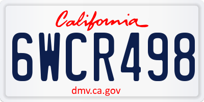CA license plate 6WCR498