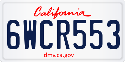 CA license plate 6WCR553