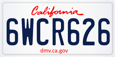 CA license plate 6WCR626