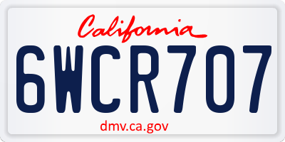 CA license plate 6WCR707