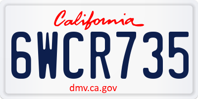 CA license plate 6WCR735