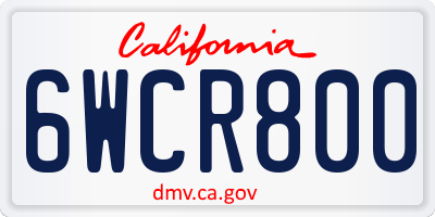 CA license plate 6WCR800