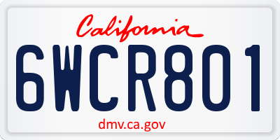 CA license plate 6WCR801