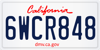 CA license plate 6WCR848