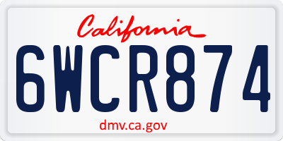 CA license plate 6WCR874
