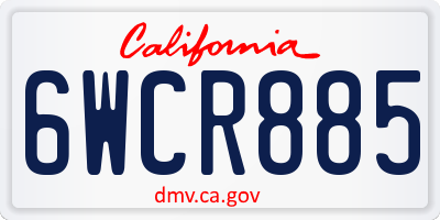 CA license plate 6WCR885