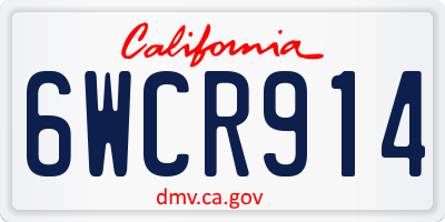 CA license plate 6WCR914