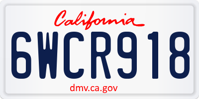 CA license plate 6WCR918
