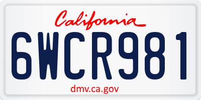CA license plate 6WCR981