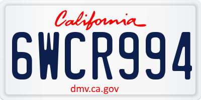 CA license plate 6WCR994
