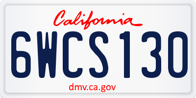 CA license plate 6WCS130