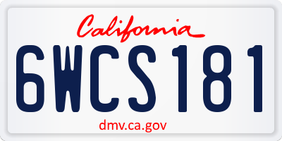 CA license plate 6WCS181