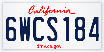 CA license plate 6WCS184