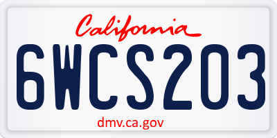 CA license plate 6WCS203