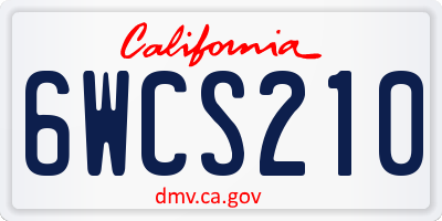 CA license plate 6WCS210