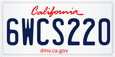 CA license plate 6WCS220