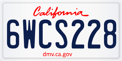 CA license plate 6WCS228