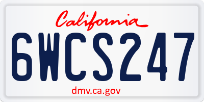 CA license plate 6WCS247